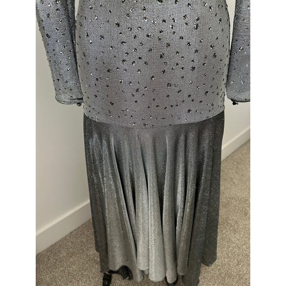 Lillie Rubin Vintage Silver Metallic Dress with Rhinestones size 4 - Picture 6 of 9